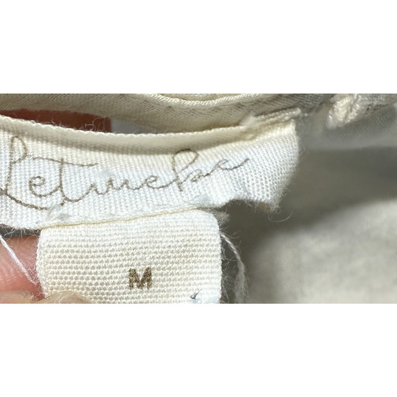 Anthropologie Let Me Be Cream Puff Sleeve Sweetheart Crop Top Buttons Sz M - Picture 6 of 12